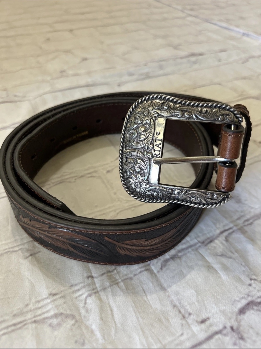 Ariat 2007 Limited Edition Buckle & Belt From Original Master Brown Size 46